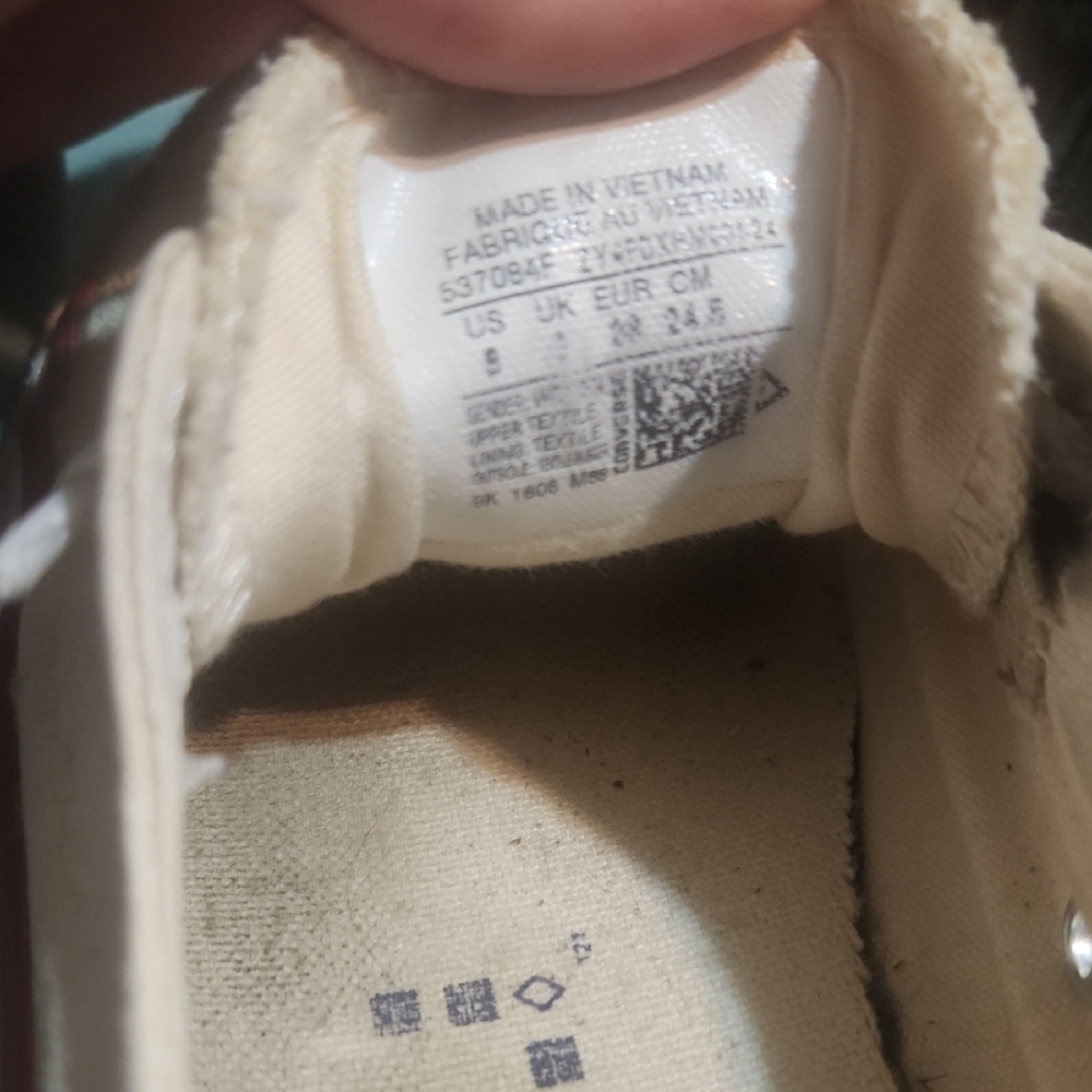 Converse All Star Cream Canvas Sneakers with Red Trim - Picture 3 of 3